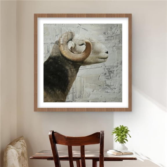 Begin Home Decor C1FM2424VW69BE 24 x 24 in. Aries - Animals White Framed Matted Print for Home Decor