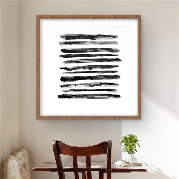 Begin Home Decor C1FM2424WWEGMV 24 x 24 in. Hatching - Black Bathroom Framed Matted Print for Home Decor