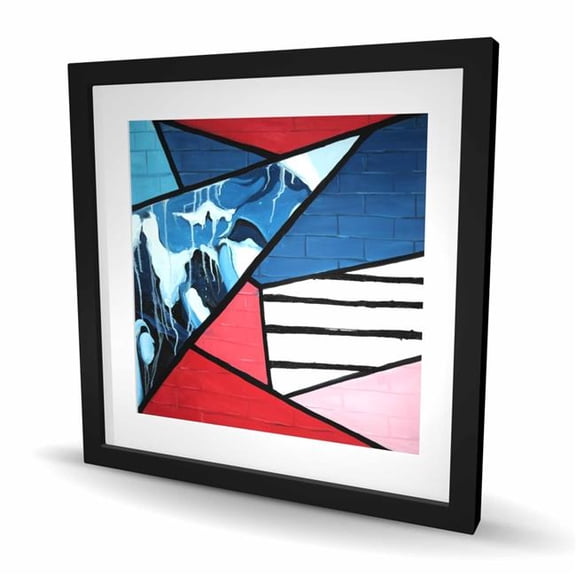 Begin Home Decor C1FM2424X9YL3S 24 x 24 in. Diagonal Unity - Shapes Red Framed Matted Print for Decor
