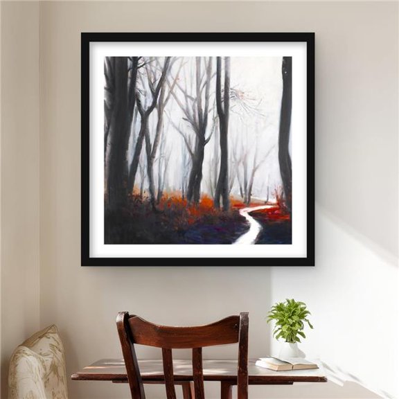Begin Home Decor C1FM2424ZFGQL4 24 x 24 in. Mysterious Forest with Stream - Red Trees Framed Print Decor