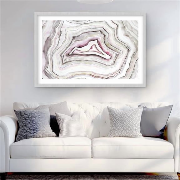 Begin Home Decor C1FM243606HFSO 24 x 36 in. Geode Beige Pattern Framed Matted Print for Home Decor