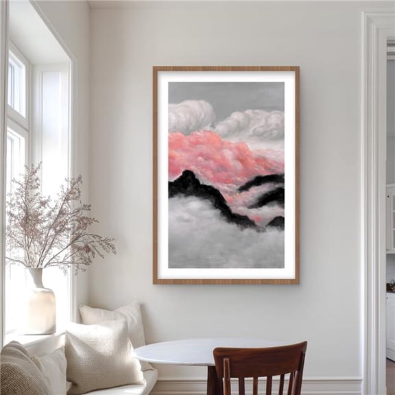 Begin Home Decor C1FM24360FOR31 24 x 36 in. Gray & Pink Clouds - Modern Framed Print for Home Decor