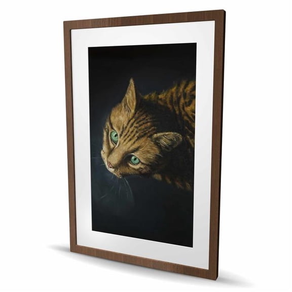 Begin Home Decor C1FM24361FOXL0 24 x 36 in. Bengal Cat Brown Framed Matted Print for Home Decor