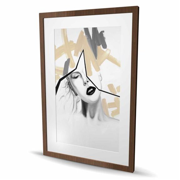 Begin Home Decor C1FM243623L7OL 24 x 36 in. Divided Woman - Modern Bedroom Framed Matted Print Decor