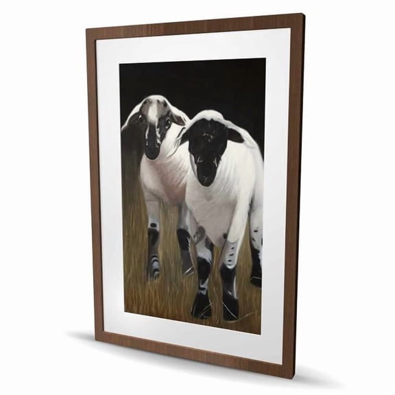 Begin Home Decor C1FM243628SNJC 24 x 36 in. Two Lambs Farmhouse Animals Framed Matted Print - Home Decor