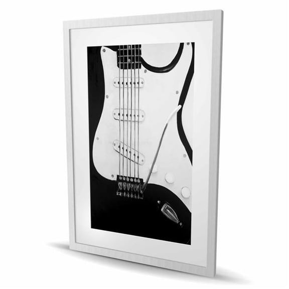 Begin Home Decor C1FM24362XW7B0 24 x 36 in. Black Electric Guitar Framed Matted Print for Home Decor