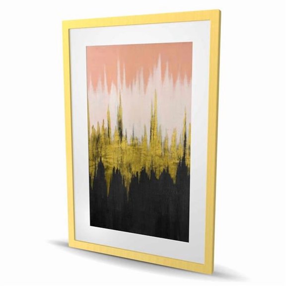 Begin Home Decor C1FM24363U7TCF 24 x 36 in. Abstract Zigzag - Black Contemporary Framed Matted Print