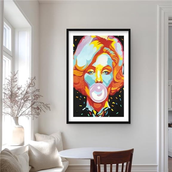 Begin Home Decor C1FM2436413ITA 24 x 36 in. Colorful Marilyne Monroe Bubblegum Print - Retro Woman Decor