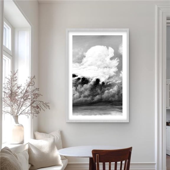 Begin Home Decor C1FM243656HV25 24 x 36 in. Clouds - Gray Framed Matted Print for Bedroom Home Decor
