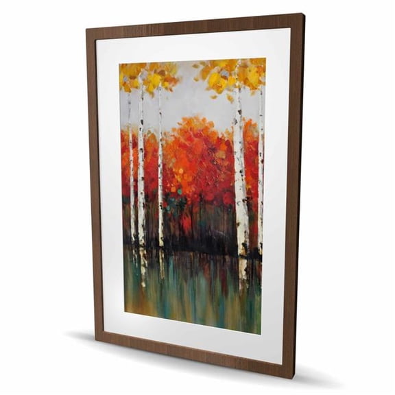 Begin Home Decor C1FM24365MPVD4 24 x 36 in. Birches by Fall - Framed Matted Print for Home Decor - Trees