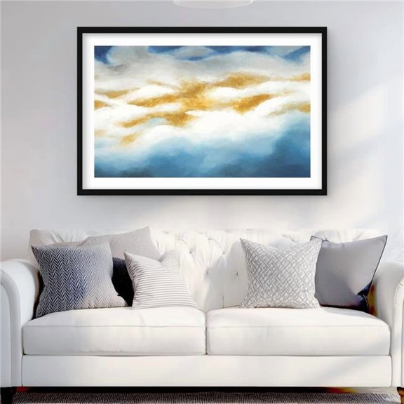 Begin Home Decor C1FM24367SDN13 24 x 36 in. Abstract Clouds - Gold Pattern Framed Matted Print for Decor