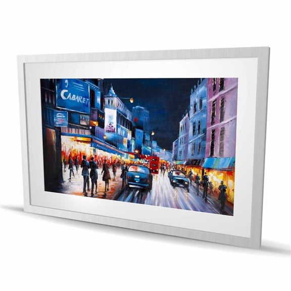 Begin Home Decor C1FM24367ZRYO5 24 x 36 in. Cabaret Evening - Office Blue Framed Matted Print for Decor