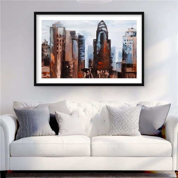 Begin Home Decor C1FM24368ACRLJ 24 x 36 in. Sullen Day in the City - Framed Matted Print for Home Decor