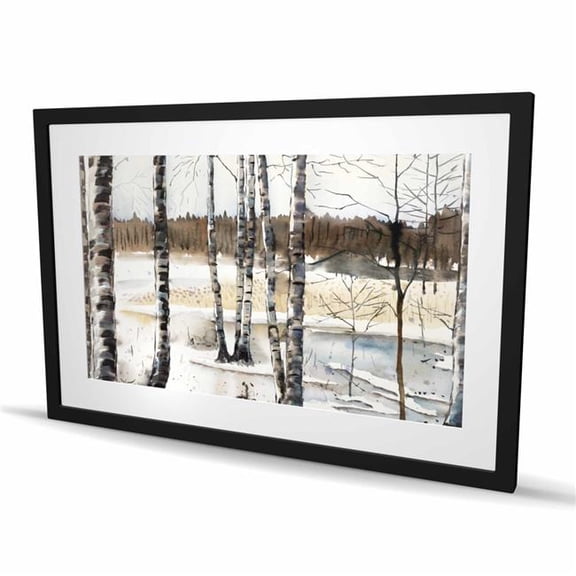 Begin Home Decor C1FM2436916J8G 24 x 36 in. Winter Swamp - Landscapes Bathroom Framed Matted Print Decor