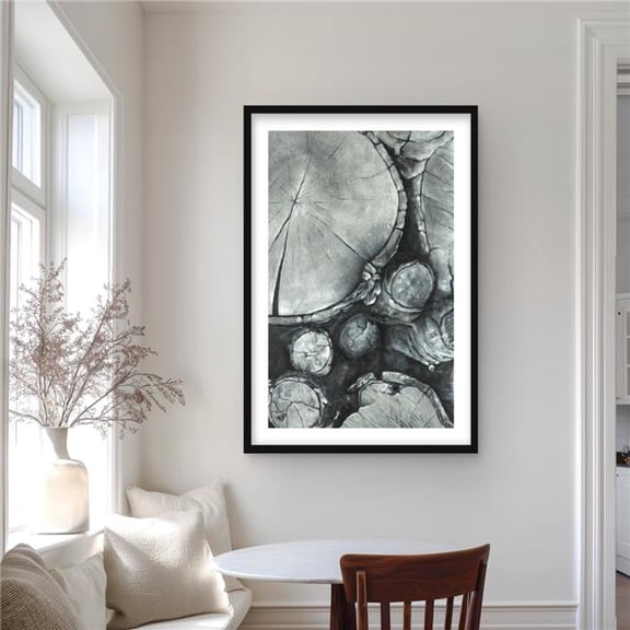 Begin Home Decor C1FM24369IHFND 24 x 36 in. Textured Wooden Logs - Livingroom Trees Framed Print Decor