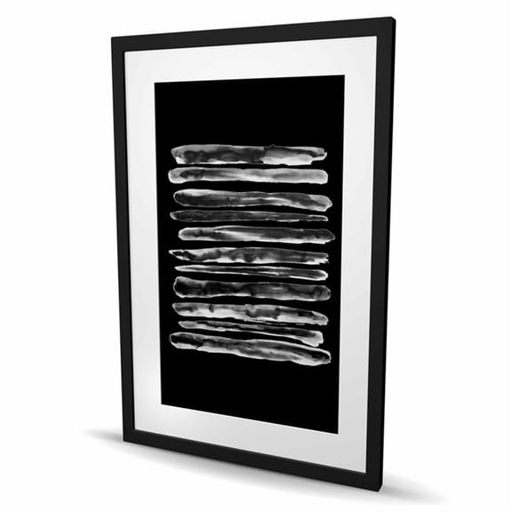 Begin Home Decor C1FM2436BEGDB2 24 x 36 in. Hatching Black & White Framed Matted Print for Home Decor