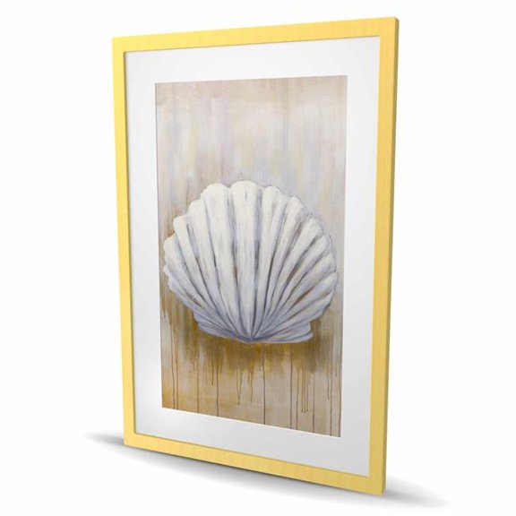 Begin Home Decor C1FM2436ETTB0C 24 x 36 in. Feston Shell - Sea White Framed Matted Print for Home Decor