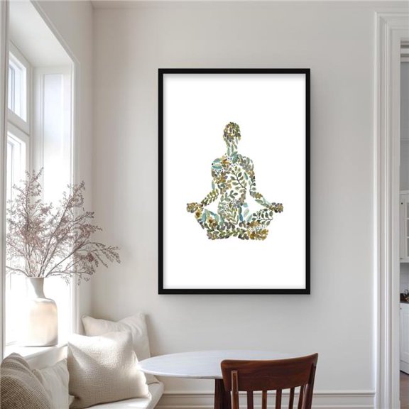 Begin Home Decor C1FM2436EWI06I 24 x 36 in. Zen Attitude - Hygge Floral Botanical Framed Print for Decor