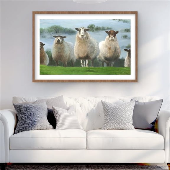 Begin Home Decor C1FM2436F4FX31 24 x 36 in. Flock of Sheep - Rustic Living Room Framed Print for Decor