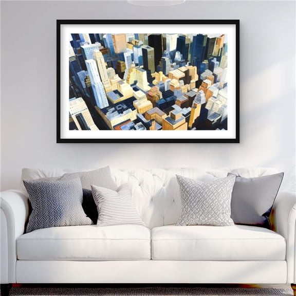 Begin Home Decor C1FM2436FTMEXW 24 x 36 in. Manhattan View of Empire State Building - Framed Print Decor