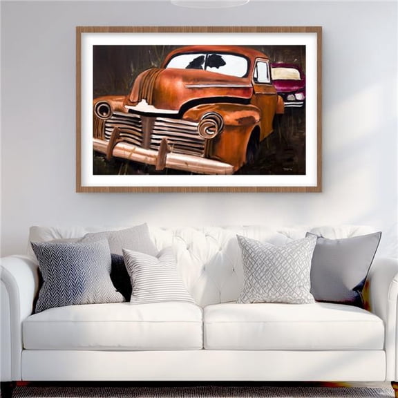 Begin Home Decor C1FM2436FXSN9Y 24 x 36 in. Old Car Crash - Framed Matted Print for Bedroom Decor