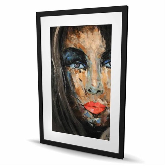 Begin Home Decor C1FM2436L2FSGA 24 x 36 in. Colorful Portrait - Contemporary Beige Framed Matted Print