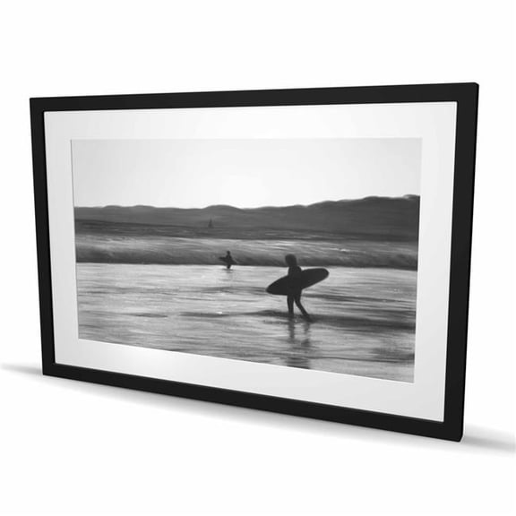 Begin Home Decor C1FM2436M2S3W1 24 x 36 in. Surfers - Sea Landscapes Framed Matted Print for Home Decor