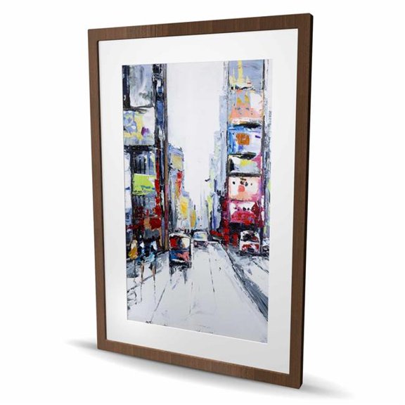 Begin Home Decor C1FM2436MJ97HQ 24 x 36 in. Time Square - Contemporary Cities Framed Matted Print Decor