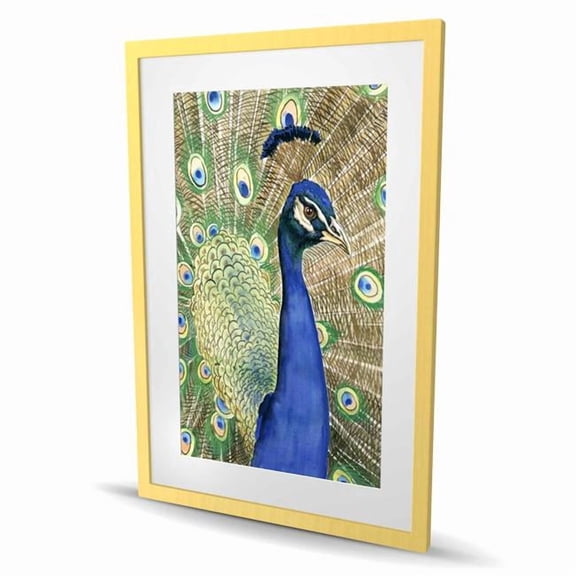 Begin Home Decor C1FM2436N1MX5K 24 x 36 in. Peacock Brown Framed Matted Print for Elegant Home Decor