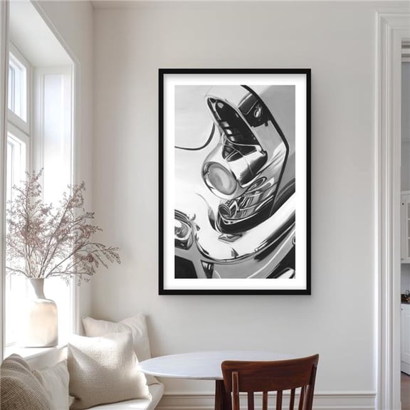 Begin Home Decor C1FM2436NY59X3 24 x 36 in. Beautiful Chrome Car - Hobbies Man Cave Framed Print Decor