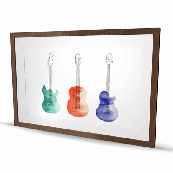 Begin Home Decor C1FM2436PRUC9B 24 x 36 in. Three Guitars - Hobbies Man Cave Framed Matted Print Decor