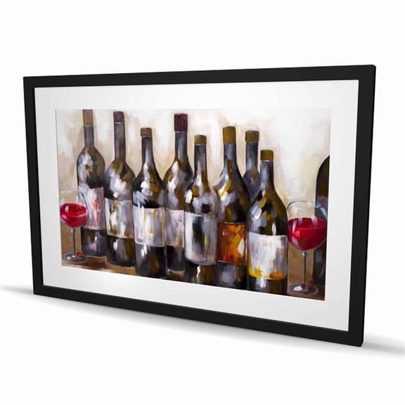 Begin Home Decor C1FM2436QXI21X 24 x 36 in. Red Wine Still Life Kitchen Framed Matted Print - Home Decor