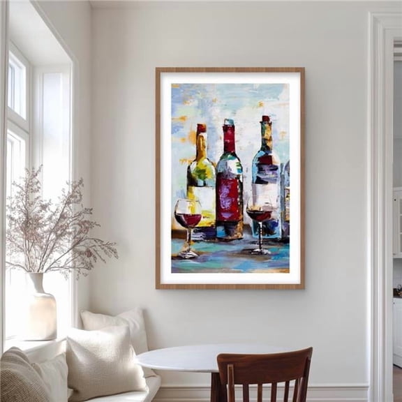 Begin Home Decor C1FM2436QYCTTU 24 x 36 in. Wine Tasting Food Kitchen Framed Matted Print for Home Decor