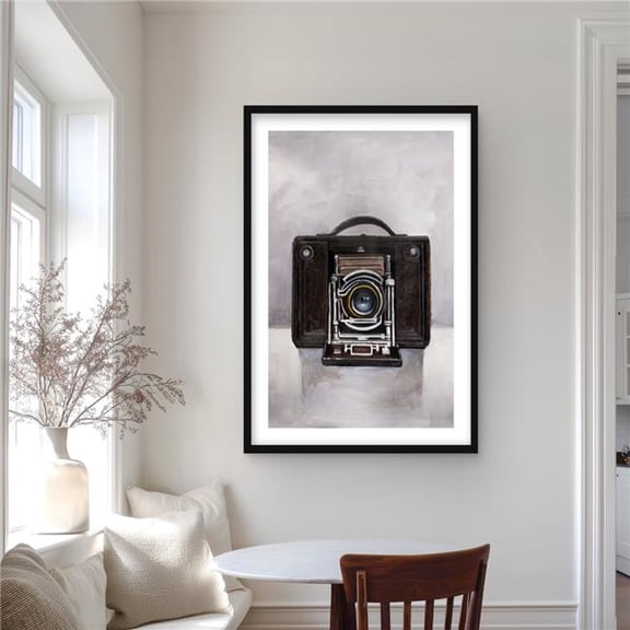 Begin Home Decor C1FM2436RF2HDW 24 x 36 in. Old Camera Vintage Framed Matted Print for Home Decor