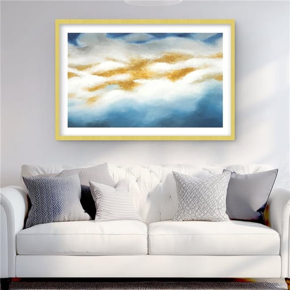Begin Home Decor C1FM2436RZ4O3T 24 x 36 in. Abstract Clouds - Gold Framed Matted Print for Home Decor