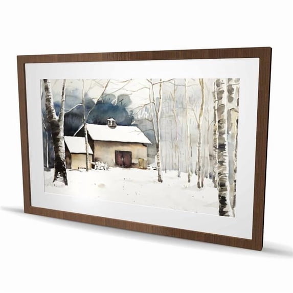 Begin Home Decor C1FM2436TO3HC8 24 x 36 in. Small Winter Barn - Trees ...