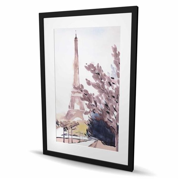 Begin Home Decor C1FM2436VS1LIS 24 x 36 in. Paris & Eiffel Scene Framed Matted Print - Home Decor