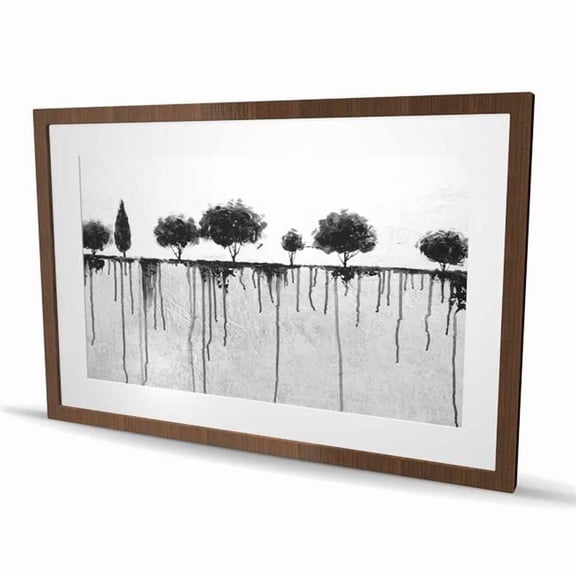 Begin Home Decor C1FM2436W5PGKA 24 x 36 in. Ink Bleeding Trees - Black Bedroom Framed Matted Print Decor