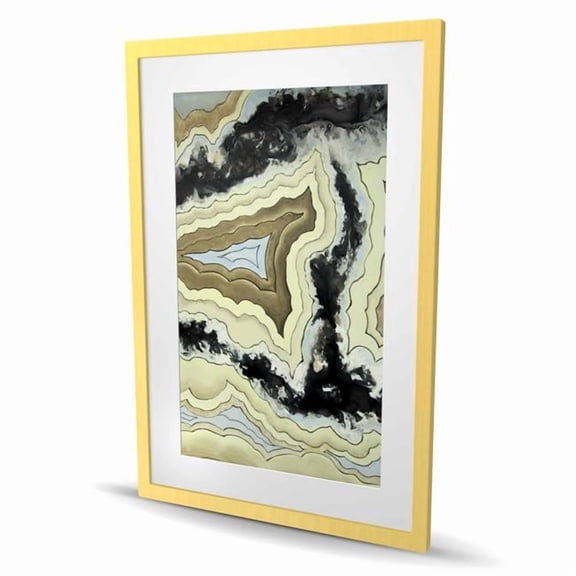 Begin Home Decor C1FM2436WHB2EA 24 x 36 in. Lace Agate Abstract Beige Framed Matted Print for Home Decor