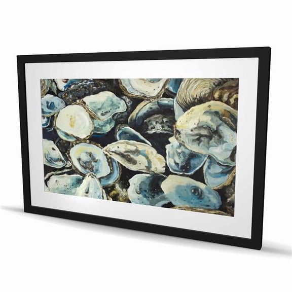 Begin Home Decor C1FM2436WJSVPC 24 x 36 in. Oyster Shells - Framed Matted Print for Home Decor