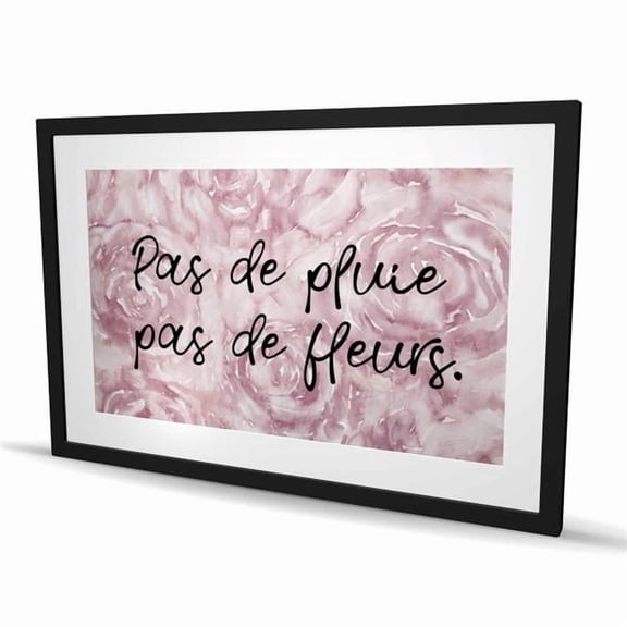 Begin Home Decor C1FM2436Y4GQO5 24 x 36 in. Pas De Pluie Pas De Fleurs - Romantic Quotes Framed Print