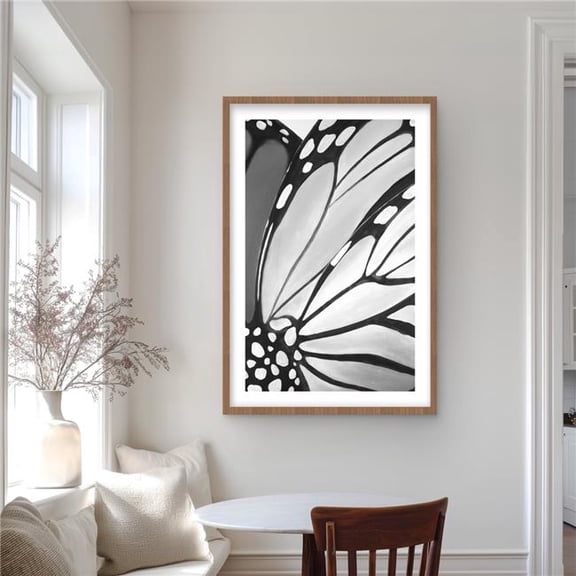 Begin Home Decor C1FM2436Y8K59D 24 x 36 in. Monarch Wings Closeup - Framed Matted Print for Home Decor