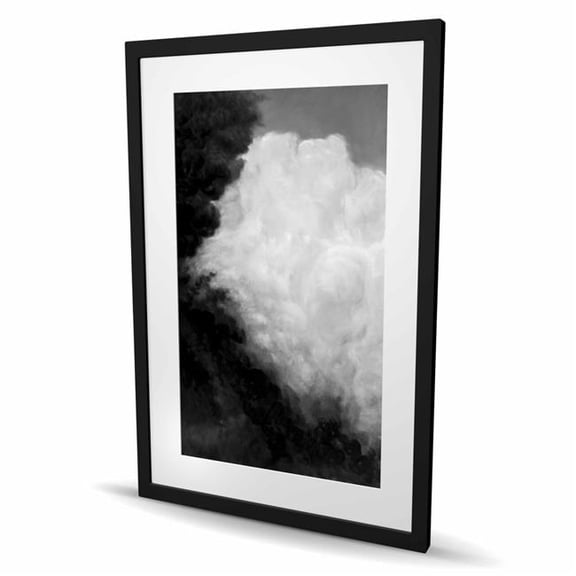 Begin Home Decor C1FM2436YB8C65 24 x 36 in. Dark Monochrome Clouds - Black & White Framed Print Decor