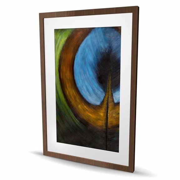 Begin Home Decor C1FM2436Z1LWAK 24 x 36 in. Peacock Feather Center - Brown Framed Matted Print for Decor