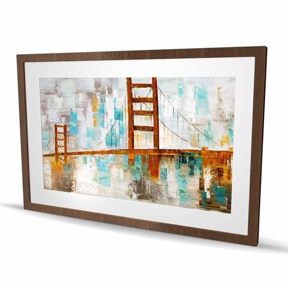 Begin Home Decor C1FM2436Z4L7B3 24 x 36 in. Golden Gate with Turquoise Paint Spots - Framed Print Decor