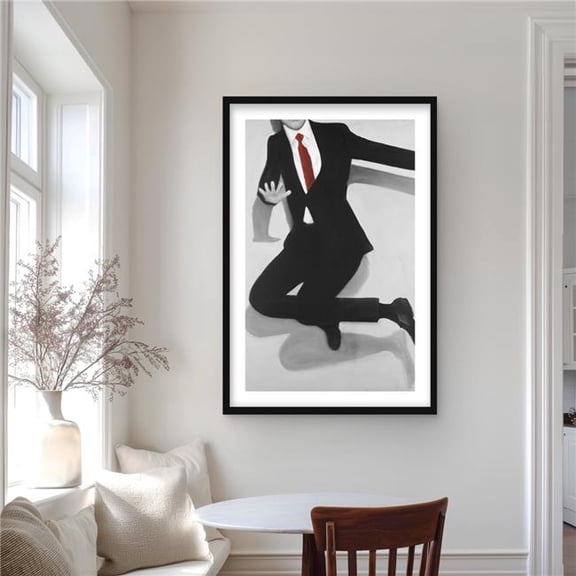 Begin Home Decor C1FM2436Z9M4KB 24 x 36 in. Classical Jumping Man - Contemporary Livingroom Framed Print