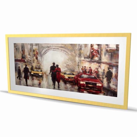 Begin Home Decor C1FM24481UY5T1 24 x 48 in. Busy Street of Paris with Eiffel Tower - Beige Office Print