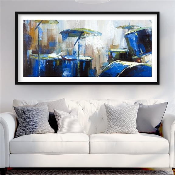Begin Home Decor C1FM24486L9KQF 24 x 48 in. Abstract Drums - Man Cave Musical Framed Matted Print Decor