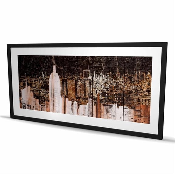 Begin Home Decor C1FM24486ZMW64 24 x 48 in. Empire City of   York - Framed Matted Print for Home Decor