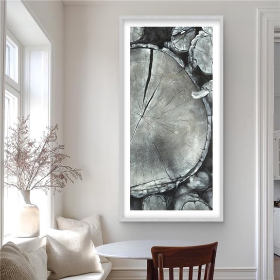 Begin Home Decor C1FM2448A8LHFS 24 x 48 in. Stacked Wood Logs - Monochrome Still Life Framed Print